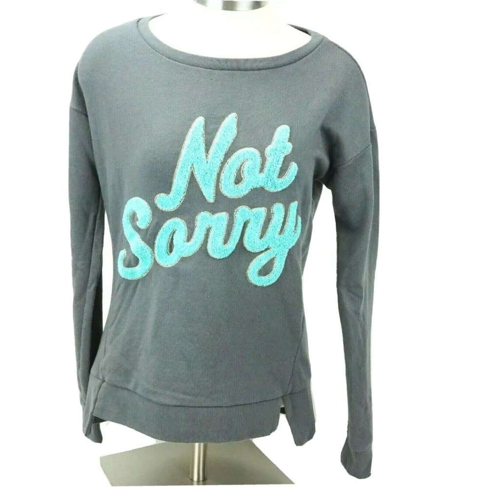 Juicy Couture Gray Not Sorry Applique Sweater Sm